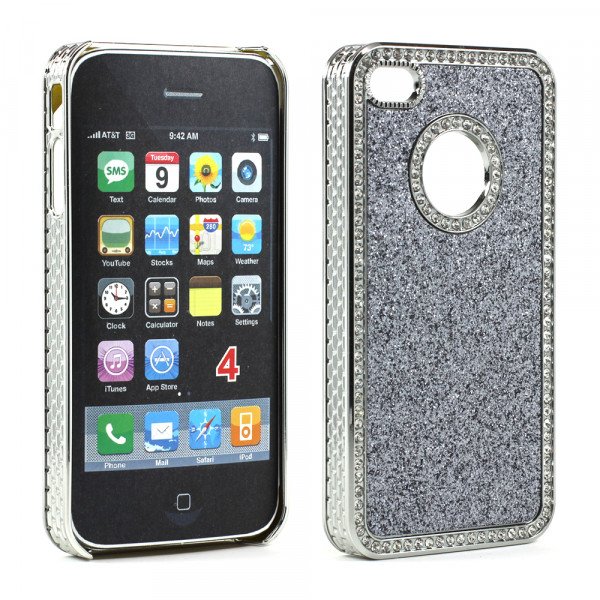 Wholesale iPhone 4 4S Glitter Diamond Chrome Case (Silver)